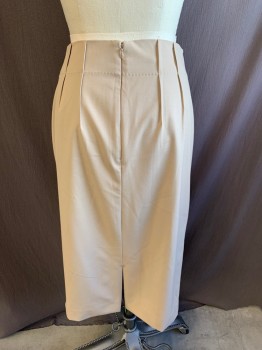 JONES NY , Khaki Brown, Polyester, Viscose, No Waistband, Exposed Double Hip Darts Front And Back, White Stitching Along Waist, Zip Back, Slit at Back