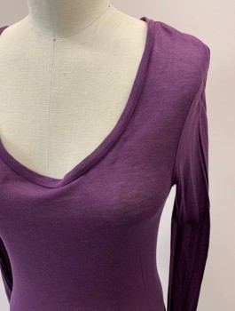 STEM, Plum Purple, Modal, Lyocell, Solid, L/S, Scoop Neck, Extra Long Length And Sleeves **Small Stain And Hole On Back