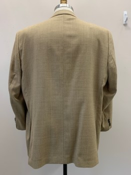 JACK VICTOR, Khaki Brown, Cream, Wool, Silk, 2 Color Weave, L/S, 2 Buttons Single Breasted, Notched Lapel, 3 Pockets