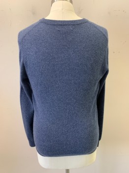 BLOOMINGDALES, French Blue, Cashmere, V-neck, Long Sleeves