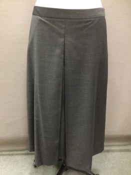 CALVIN KLEIN, Charcoal Gray, Wool, Box Pleat Center Front, 2 Welt Pockets Center Back, 2 Front Pockets