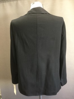 Mens, Jacket 1890s-1910s, MTO, Black, Wool, Solid, 42, 4 Buttons, 3 Pockets, Notched Lapel, Unlined,
