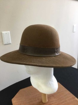 N/L, Brown, Wool, Solid, Brown Vinyl Hat Band, See Photo Attached,