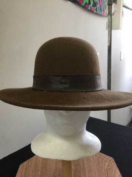 N/L, Brown, Wool, Solid, Brown Vinyl Hat Band, See Photo Attached,