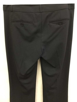 THEORY, Black, Wool, Polyester, Solid, Mid Rise, Zip Front, Flat Front, 4 Pockets, Little Stretch, Belt Loops,