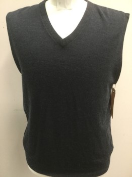 JCREW, Charcoal Gray, Wool, Solid, V-neck, Pull Over