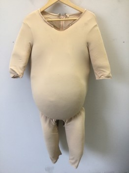 Unisex, Fat Padding, COSTUME CO-OP, Beige, Spandex, Foam, Solid, <40", Beige Spandex, 1/2 Length Sleeves, Knee Length Legs, Padding Heaviest at Belly, Scoop Neck, Center Back Zipper, Made To Order, **Cut at Neckline