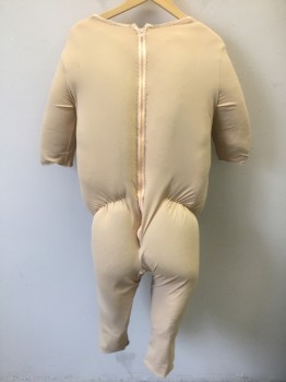 Unisex, Fat Padding, COSTUME CO-OP, Beige, Spandex, Foam, Solid, <40", Beige Spandex, 1/2 Length Sleeves, Knee Length Legs, Padding Heaviest at Belly, Scoop Neck, Center Back Zipper, Made To Order, **Cut at Neckline
