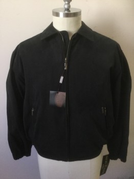 WEATHERPROOF, Black, Polyester, Solid, Polyester Microsuede, Zip Front, Collar Attached, 2 Zip Pockets