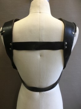 Unisex, Sci-Fi/Fantasy Harness, MTO, Black, Leather, Small, Made To Order, Backed with Foam, 3 Buckles, Belt Has One Torn Hole