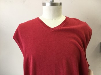 JOS A BANK, Red, Cotton, Solid, V-neck, Pull On,