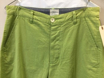 MAX N CHESTER, Lt Green, Cotton, Solid, Flat Front, 4 Pockets,