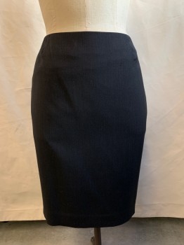 ANNE KLEIN, Charcoal Gray, Wool, Lycra, Solid, Pencil, Zip Back, Drop Inverted Pleat Back