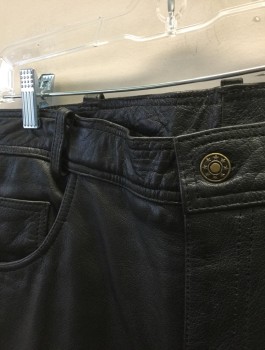 Mens, Leather Pants, X ELEMENT, Black, Leather, Solid, Ins:33, W:36, Flat Front, Zip Fly, 5 Pockets, Belt Loops, Straight Leg