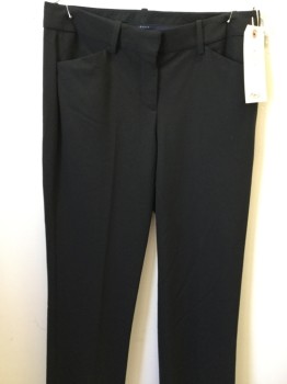 THEORY, Black, Wool, Elastane, Solid, Flat Front, 2 Pockets,