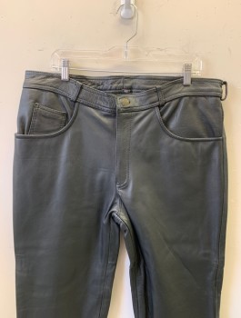 Mens, Leather Pants, X ELEMENT, Black, Leather, Solid, Ins:33, W:40, Flat Front, Zip Fly, Straight Leg, 5 Pockets, Belt Loops, Motorcycle Pants