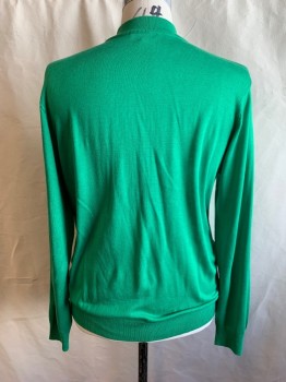 Mens, Pullover Sweater, INSERCH, Kelly Green, Acrylic, Solid, XL, Ribbed Knit Mock Turtleneck, Long Sleeves, Ribbed Knit Cuff/Waistband