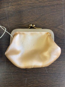 Womens, Purse, N/L, Gold, Faux Leather, Solid, Text, NS, Top Handle, Gold Clasp with Rhinestones, Attached Coin Purse