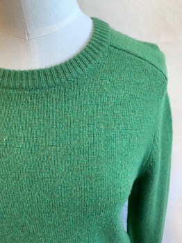 Childrens, Sweater, CREWCUTS, Green, Wool, Viscose, Solid, 14, Pullover, Ribbed Crew Neck, Raglan Long Sleeves, Ribbed Knit Waistband/Cuff
