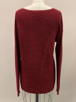 WILFRED FREE, Raspberry Pink, Red, Wool, 2 Color Weave, L/S, V Neck, Knit