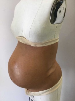 Womens, Pregnancy Belly/Pad, MTO, Dk Beige, L200FOAM, S, Made To Order, Realistic Tan Painted Belly, Heavy Sports Zipper Center Back,