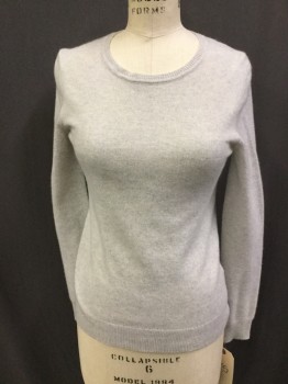 LORD TAYLOR, Lt Gray, Cashmere, Heathered, Round Neck,  Long Sleeves,