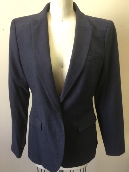 BANANA REPUBLIC, Purple, Black, Wool, Solid, Purple with Black Micro Ribbed, One Button Front, Pocket Flaps