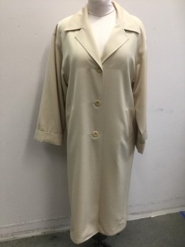MAX MARA, Khaki Brown, Cotton, Solid, Single Breasted, 3 Buttons,  Notched Collar, 2 Welt Pockets at Hips, Below Knee Length