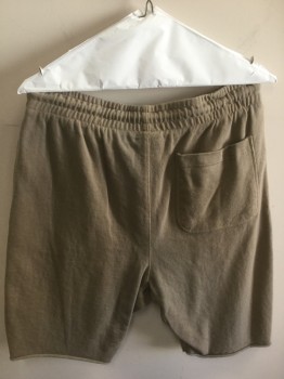 URBAN OUTFITTERS, Beige, Cotton, Polyester, Solid, Elastic Waist, Drawstring, 2 Pockets, 1 Pocket Back, Raw Edge Hem, Knit,