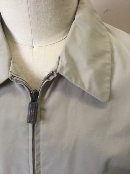 REACTION, Khaki Brown, Polyester, Solid, Zip Front, Collar Attached, 2 Zip Pockets