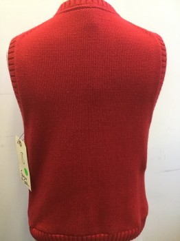 JANIE & JACK, Red, Cotton, Cable Knit, V-neck, Pull Over Sweater Vest