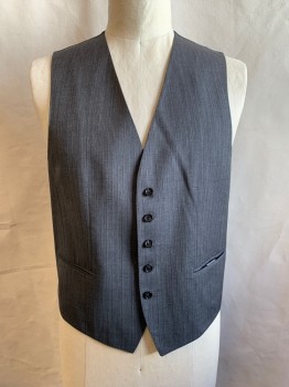 HUGO BOSS, Gray, Brown, Cream, Wool, Stripes - Pin, 5 Buttons, 2 Pockets, Solid Black Satin Back with Self Tab Buckle
