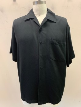EIGHTY EIGHT, Black, Rayon, Polyester, Solid, S/S, Button Front, C.A., 1 Pocket,