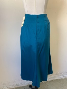 Womens, Historical Fiction Skirt, NL, Teal Blue, Synthetic, Solid, W 30, Darted, Zip Back