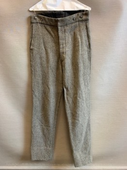 Childrens, Suit Piece 3, NO LABEL, Gray, Lt Gray, Wool, 2 Color Weave, 32/31, Boys Pants, Flat Front, Side Pockets, Button Front,