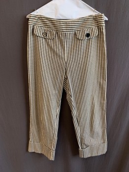 ANN TAYLOR, Black, Beige, White, Cotton, Stripes, 2 Faux Pockets with Black Buttons, Side Zipper, Cuffed, Corduroy
