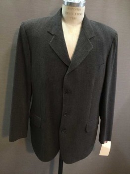 Mens, Suit, Jacket, 1890s-1910s, NO LABEL, Brown, Tan Brown, Wool, Heathered, 42, 4 Button Closure, 3 Pockets, Brown Lining,