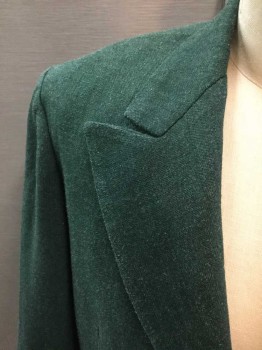 Mens, 1920s Vintage, Suit, Jacket, M.T.O., Dk Green, Wool, Herringbone, 36 , 40S, Open, Blend, Single Breasted, Peaked Lapel, 3 Pockets, 2 Buttons Made To Order