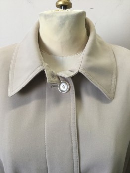 GALLERY, Khaki Brown, Polyester, Solid, Single Breasted, Collar Attached, Hidden Button Placket, 2 Welt Pockets at Hips, Above Knee Length, **With Matching Belt