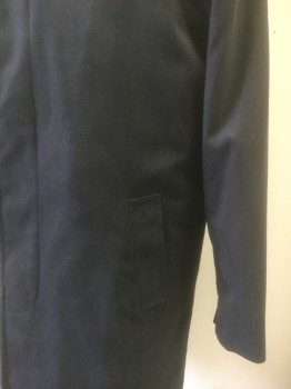 Mens, Coat, Trenchcoat, LONDON FOG, Black, Polyester, Nylon, Solid, 38S, Single Breasted, 4 Button Front, Collar Attached, 2 Welt Pockets, Has Detachable Liner **Barcode Underneath Liner