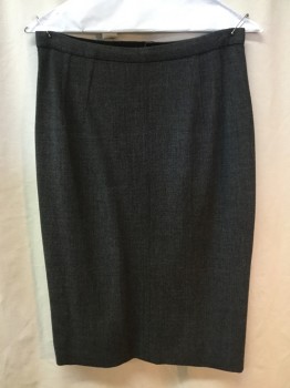 DOLCE & GABBANA, Charcoal Gray, Brown, Tan Brown, Wool, Lycra, Heathered, Animal Print, Pencil Cut Stretch Wool Blend Skirt with Top Stitch Detail. Darted at Waist, Zipper at Center Back Waist. Lining in Leopard Print Satin