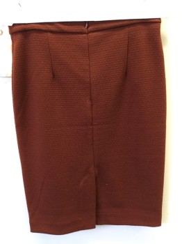 ANN TAYLOR, Brown, Polyester, Rayon, Solid, Quilted Diamond Weave, Back Zipper, Back Slit, Cinnemon Brown
