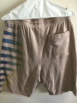 URBAN OUTFITTERS, Beige, Navy Blue, Cotton, Polyester, Solid, Stripes - Horizontal , Elastic Waist, Drawstring, 2 Pockets, 1 Pocket Back, Stripes Fade to a Watermark, Raw Edge Hem