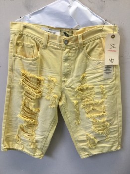 MX, Yellow, Cotton, Solid, Aged/Distressed,  5 Pockets,