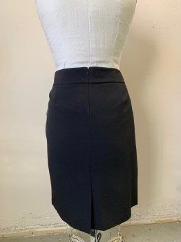 KASPER, Black, Polyester, Spandex, Solid, Pencil Skirt, Back Zip, 3" Waistband
