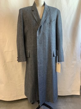 Mens, Coat, NL, Heather Gray, Wool, 2 Color Weave, Ch 44, Notched Lapel, Collar Attached, 3 Buttons,  2 Flap Pockets,