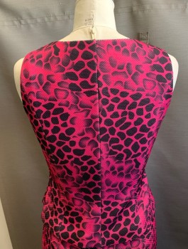 N/L, Pink, Fuchsia Pink, Black, Polyester, Rayon, Animal Print, Shell Top - Side Zipper, Sleeveless