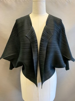 N/L, Black, Poly/Cotton, Solid, Permanent Pleating, Open Front, Interesting Cut