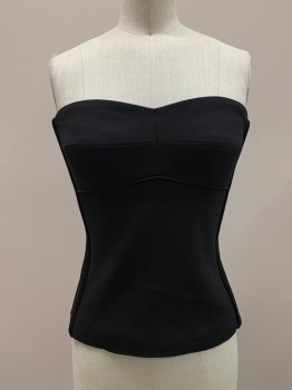 MARCIANO, Black, Polyester, Solid, Strapless, Sweetheart Neckline, Boning, Side Zipper,