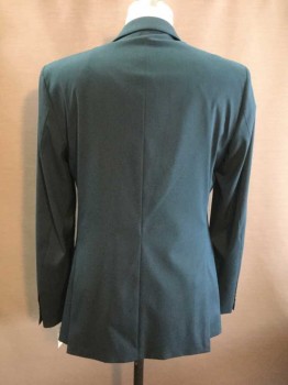 JF, Teal Green, Polyester, Rayon, Solid, Slim, 2 Button, Single Breasted
